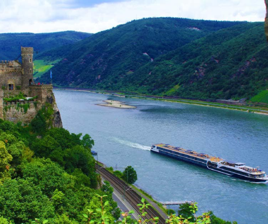 River cruise on Rhine River with Castles and vineyards